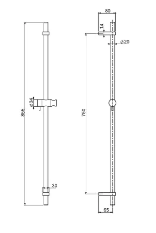 Штанга для душа, Fima Carlo Frattini, Sliding rail, 855, цвет-хром — изображение 1