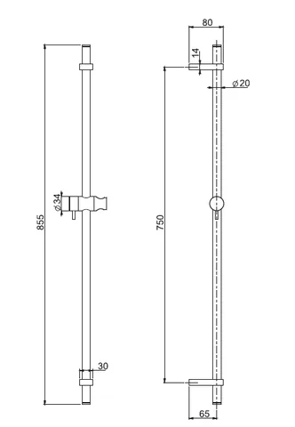 Штанга для душа, Fima Carlo Frattini, Sliding rail, 855, цвет-янтарная бронза — изображение 1