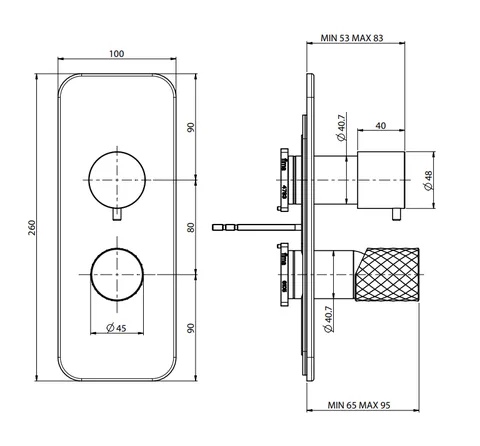 Смеситель для душа, Fima Carlo Frattini, Spillo Tech, X COLLECTION, на 2/3 потребителя, цвет-брашированный шампань — изображение 1