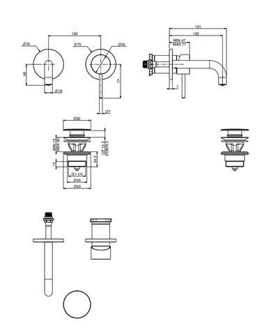 Смеситель для раковины, Fima Carlo Frattini, Spillo Up, цвет-брашированный шампань — изображение 1