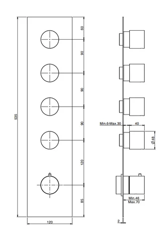 Смеситель для душа, Fima Carlo Frattini, Spillo Steel, на 4 потребителя, цвет-нержавеющая сталь — изображение 1