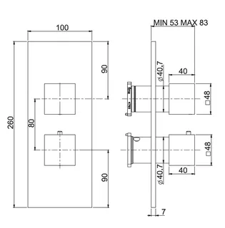Смеситель для душа, Fima Carlo Frattini, Fimatherm, на 2/3 потребителя, настенный встраиваемый, цвет-шампань брашированная — изображение 1