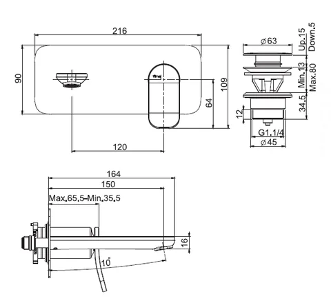 Смеситель для раковины, Fima Carlo Frattini, Flo', цвет-золото брашированное — изображение 1