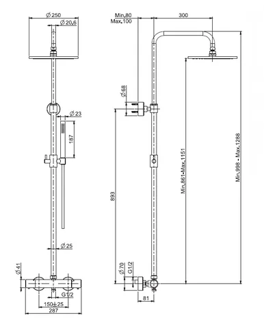 Душевая стойка, Fima Carlo Frattini, Shower column, цвет-шампань брашированная — изображение 1
