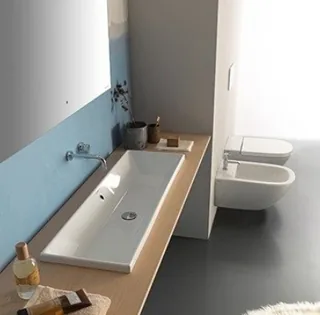 Раковина, Globo, Vanity Basins, шгв 900*340*170, отверстия для смесителя-отсутствуют, CERASLIDE, BATAFORM, цвет-белый — изображение 1