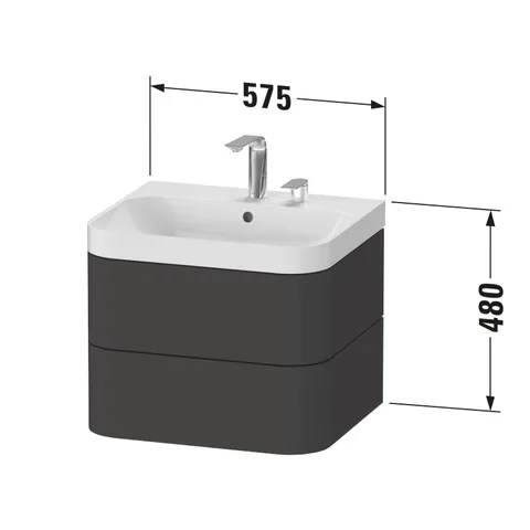 Тумба под раковину, Duravit, Happy D.2 Plus, шгв 575*490*468, раковина-в комплекте, цвет-белый глянцевый — изображение 1