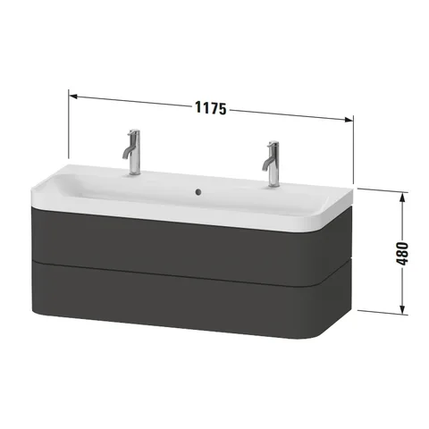 Тумба под раковину, Duravit, Happy D.2 Plus, шгв 1175*490*480, раковина-в комплекте, цвет-орех брашированный — изображение 1