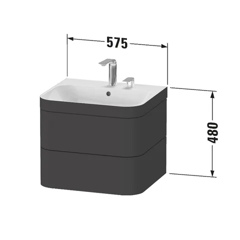 Тумба под раковину, Duravit, Happy D.2, шгв 575*490*468, раковина-в комплекте, цвет-дуб средиземноморский — изображение 1