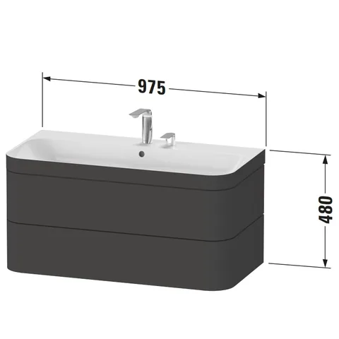 Тумба под раковину, Duravit, Happy D.2 Plus, шгв 975*490*468, раковина-в комплекте, цвет-дуб средиземноморский — изображение 1