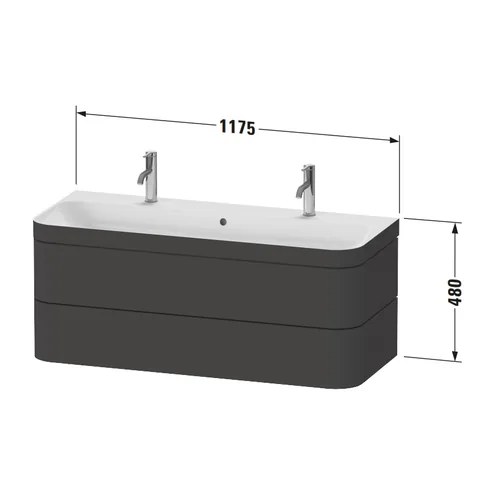 Тумба под раковину, Duravit, Happy D.2 Plus, шгв 1175*490*480, раковина-в комплекте, цвет-орех брашированный — изображение 1