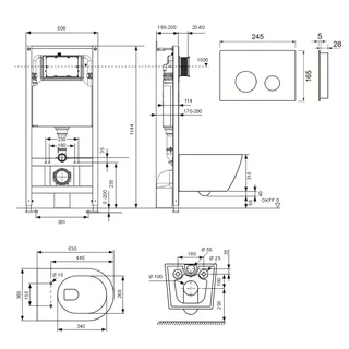 Комплект, TECE, TeceSpring R, подвесной, шгв 360*530*350, цвет унитаза-белый, цвет сиденья-белый, цвет клавиши-белый — изображение 1