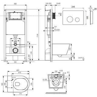 Комплект, TECE, TeceSpring K, подвесной, шгв 360*480*350, цвет унитаза-белый, цвет сиденья-белый, цвет клавиши-хром — изображение 1
