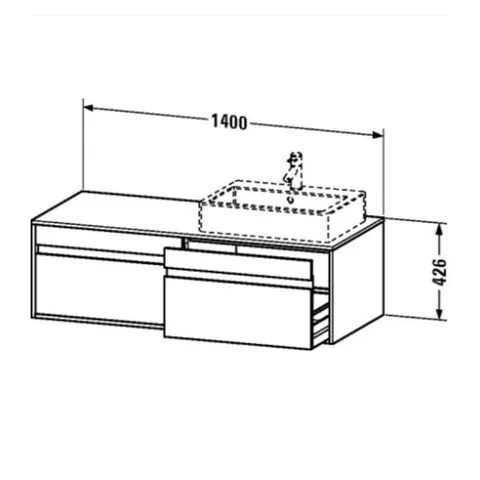 Тумба под раковину, Duravit, Ketho, шгв 1400*550*426, раковина-необходимо заказать, цвет-белый глянцевый — изображение 1