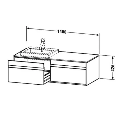 Тумба под раковину, Duravit, Ketho, шгв 1400*550*426, раковина-необходимо заказать, цвет-белый матовый — изображение 1