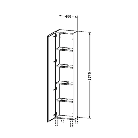 Шкаф-пенал, Duravit, L-Cube, шгв 400*243*1760, петли-слева, цвет-фланелево-серый шелковисто-матовый — изображение 1