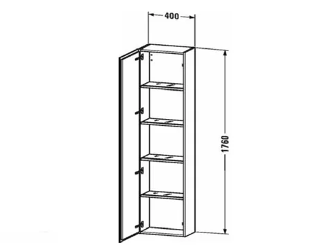 Шкаф-пенал, Duravit, L-Cube, шгв 400*243*1760, петли-справа, цвет-белый матовый — изображение 1