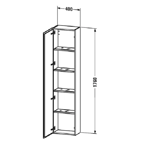 Шкаф-пенал, Duravit, L-Cube, шгв 400*243*1760, петли-справа, цвет-белый глянцевый — изображение 1