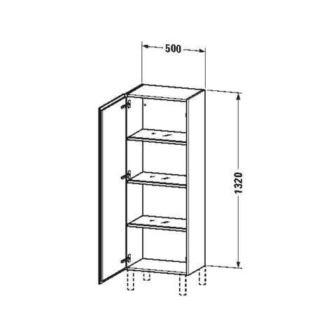 Шкаф-пенал, Duravit, L-Cube, шгв 500*363*1320, петли-слева, цвет-белый глянцевый — изображение 1