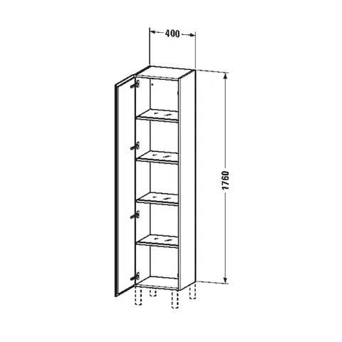 Шкаф-пенал, Duravit, L-Cube, шгв 400*363*1760, петли-слева, цвет-фланелево-серый шелковисто-матовый — изображение 1