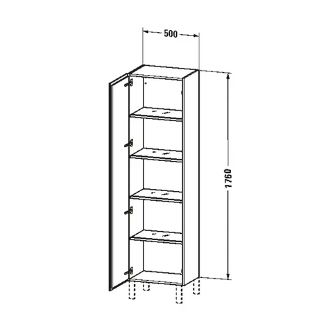 Шкаф-пенал, Duravit, L-Cube, шгв 500*363*1760, петли-слева, цвет-дуб тёмный брашированный — изображение 1