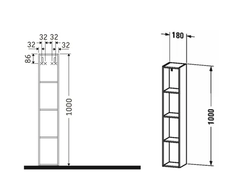 Мебельная полка, Duravit, L-Cube, шгв 180*180*1000, цвет-белый глянцевый, вертикальная — изображение 1