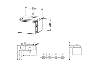 Тумба под раковину, Duravit, L-Cube, шгв 620*481*400, раковина-необходимо заказать, цвет-бетонно-серый матовый — изображение 1