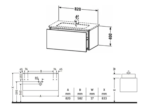 Тумба под раковину, Duravit, L-Cube, шгв 820*481*400, раковина-необходимо заказать, цвет-белый матовый — изображение 1