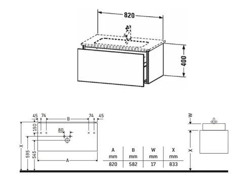 Тумба под раковину, Duravit, L-Cube, шгв 820*481*400, раковина-необходимо заказать, цвет-белый глянцевый — изображение 1