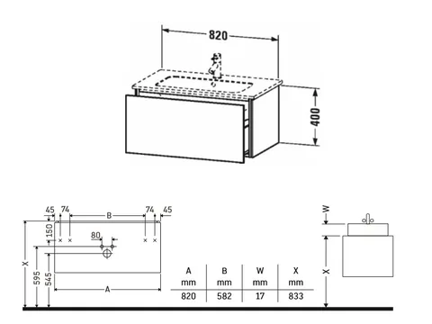 Тумба под раковину, Duravit, L-Cube, шгв 820*481*400, раковина-необходимо заказать, цвет-графит матовый — изображение 1