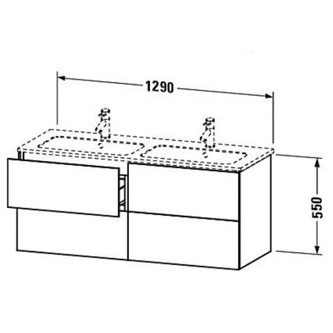 Тумба под раковину, Duravit, L-Cube, шгв 1290*481*550, раковина-необходимо заказать, цвет-фланелево-серый шелковисто-матовый — изображение 1