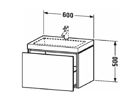 Тумба под раковину, Duravit, L-Cube, шгв 600*480*500, раковина-в комплекте, цвет-фланелево-серый шелковисто-матовый — изображение 1