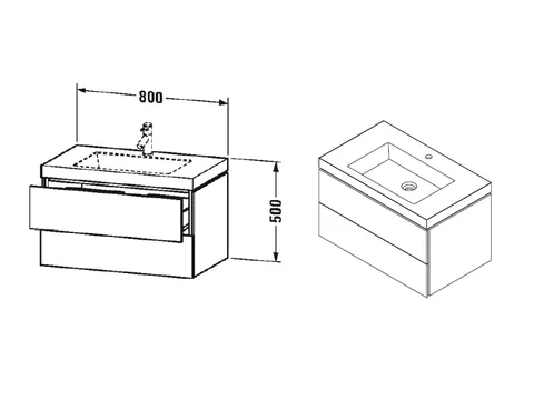 Тумба под раковину, Duravit, L-Cube, шгв 800*480*500, раковина-в комплекте, цвет-белый матовый — изображение 1