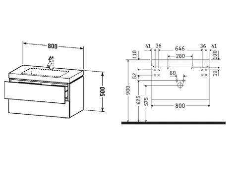 Тумба под раковину, Duravit, L-Cube, шгв 800*480*500, раковина-в комплекте, цвет-орех натуральный — изображение 2