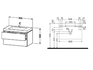 Тумба под раковину, Duravit, L-Cube, шгв 800*480*500, раковина-в комплекте, цвет-фланелево-серый глянцевый — изображение 1