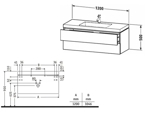 Тумба под раковину, Duravit, L-Cube, шгв 1200*480*500, раковина-в комплекте, цвет-бетонно-серый матовый — изображение 1