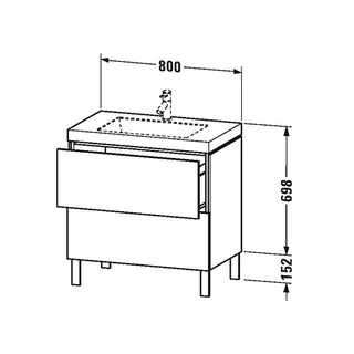 Тумба под раковину, Duravit, L-Cube, шгв 800*480*698, с ножками, раковина-есть, цвет-белый глянцевый — изображение 1