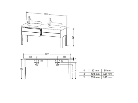 Тумба для консоли, Duravit, Luv, шгв 1783*570*743, раковина-необходимо заказать, цвет-скандинавский белый шелковисто-матовый — изображение 1