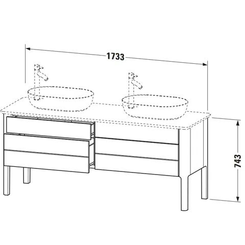 Тумба под раковину, Duravit, Luv, шгв 1733*570*743, раковина-необходимо заказать, цвет-скандинавский белый шелковисто-матовый — изображение 1