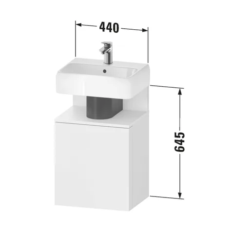 Тумба под раковину, Duravit, Qatego, шгв 440*350*645, раковина-необходимо заказать, петли-справа, цвет-базальт матовый, цвет ниши-белый матовый — изображение 1