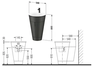 Тумба под раковину, Duravit, Starck 1, шгв 560*605*865, раковина в комплекте, цвет-белый/ночной синий матовый (Night blue Satin Matt)/хром — изображение 1