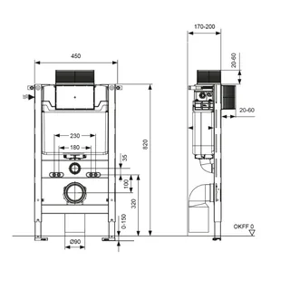 Инсталляция, TECE, TECEspring profil, для подвесного унитаза, шгв 450*200*820 — изображение 1