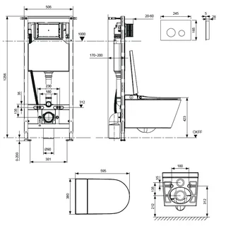 Комплект, TECE, TeceSpring, Smart L, подвесной, шгв 380*595*423, цвет унитаза-белый, цвет сиденья-белый, цвет клавиши-белый матовый — изображение 1
