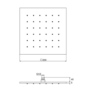 Верхний душ, Quadro design, 200*200, цвет-Steel Brushed — изображение 1