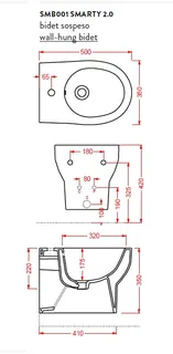 Биде, Artceram, SMARTY 2.0, подвесной, шгв 350*500*350, цвет-белый глянцевый (Товар заказной, возврату не подлежит) — изображение 1