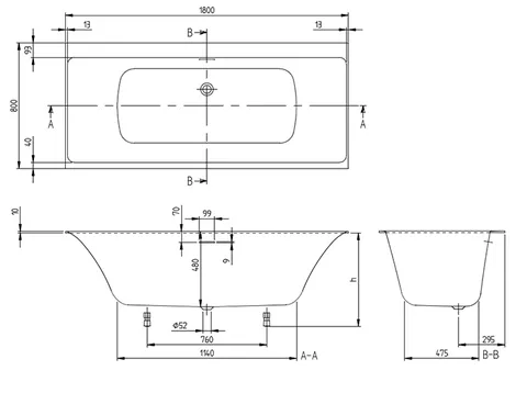 Ванна, Villeroy&Boch, Subway 3.0, шгв 1800*800*480, цвет-камень белый (Stone White) — изображение 1
