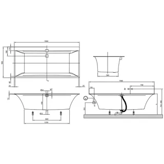 Ванна, Villeroy&Boch, Squaro Edge 12, шгв 1900*900*450, цвет-белый — изображение 1