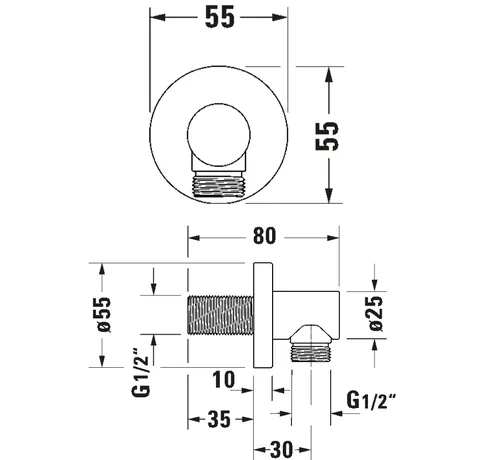 Шланговое подсоединение, Duravit, цвет-сталь нержавеющая — изображение 1