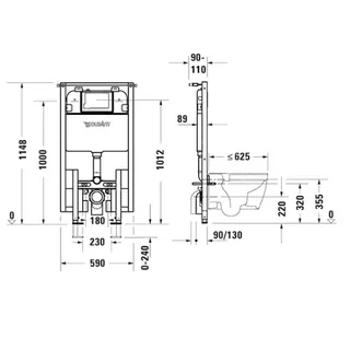 Инсталляция, Duravit, DuraSystem, A.1 Standard, для подвесного унитаза, шгв 590*90/130*1148 — изображение 1