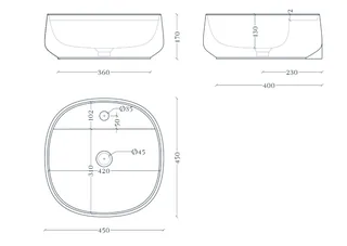 Раковина, Artceram, Whisky, шгв 450*450*170, отверстия для смесителя-1, Saniglaze, цвет-белый (Товар заказной, возврату не подлежит) — изображение 1