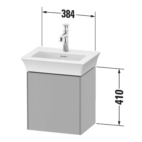 Тумба под раковину, Duravit, White Tulip, шгв 384*298*410, петли-слева, раковина-необходимо заказать, цвет-белый шелковисто-матовый/амер. орех массив дерева — изображение 1
